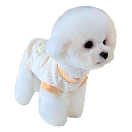 TopHomer Kleidung für Hunde, Weste mit gesticktem Motiv im chinesischen Stil, weich und bequem, für Haustiere, atmungsaktive Kleidung für mittelgroße und kleine Welpen (Gelb, S) von TopHomer