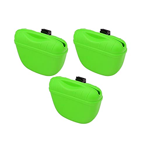 TopHomer Leckerli-Tasche aus Silikon, für Hundetraining, tragbare Hundeleckerli-Tasche mit Magnetverschluss und Taillenclip für den Außenbereich, 3 Stück, Grün von TopHomer