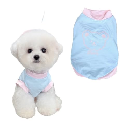 TopHomer Sommer-T-Shirt für Hunde und Katzen, atmungsaktive Kleidung mit Bärendruck, elastischer Stoff, für kleine und mittelgroße Welpen und Katzen (Blau, S) von TopHomer