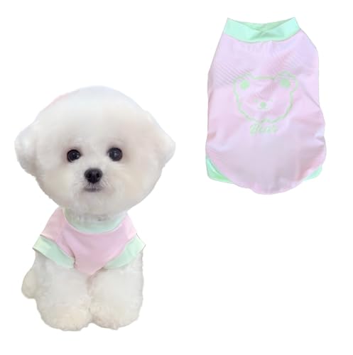 TopHomer Sommer-T-Shirt für Hunde und Katzen, atmungsaktive Kleidung mit Bärendruck, elastischer Stoff, für kleine und mittelgroße Welpen und Katzen (Rosa, L) von TopHomer