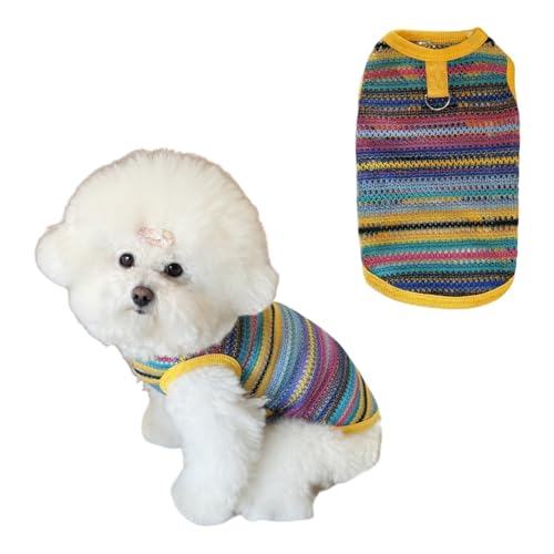 TopHomer Tierkleidung aus buntem Strick mit Spitzenrand, Komfort und Stil für kleine Hunde und Katzen (gelbe West, S) von TopHomer
