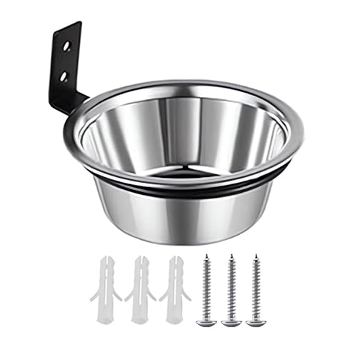 Wandmontierter Hundenapf Hängende Hundefutterschalen Edelstahl Welpen-Futterspender Wasserspender mit faltbarer Halterung für Haustier Katze Hunde (S) von TopHomer