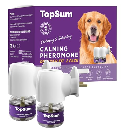 TopSum Beruhigendes Hunde-Plug-In: hochwertiges Hunde-Angstlinderungs-Set – Beruhigung für Hunde – Angstlinderung für Hunde – beruhigende Stecker für Hunde – Pheromon-Diffusor für Hunde, 2 Stück (lila TopSum Beruhigendes Hunde-Plug-In: hochwertiges Hunde-Angstlinderungs-Set – Beruhigung für Hunde – Angstlinderung für Hunde – beruhigende Stecker für Hunde – Pheromon-Diffusor für Hunde, 2 Stück (lila von TopSum
