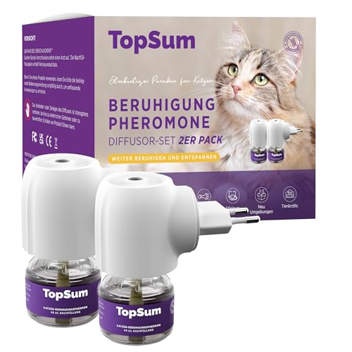 TopSum Pheromone Katzen Diffusor Kit: Katzen Pheromone Starterset - Katzen Beruhigung - Fördert Wohlbefinden & Verhaltensunterstützung, 2er-Pack (S Violet) von TopSum