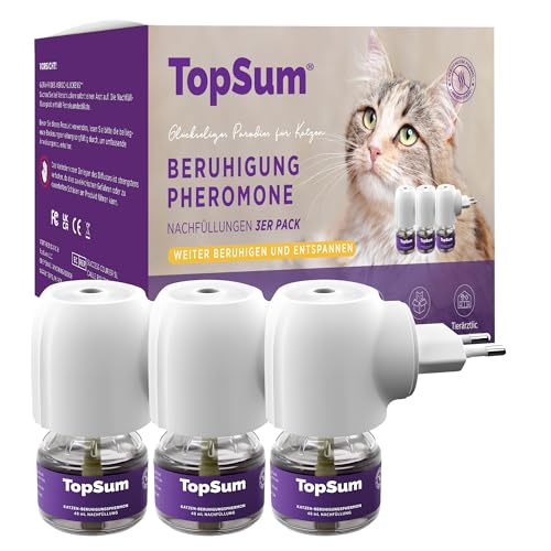 TopSum Pheromone Katzen Diffusor Kit: Katzen Pheromone Starterset - Katzen Beruhigung - Fördert Wohlbefinden & Verhaltensunterstützung, 3er-Pack (Lila) von TopSum