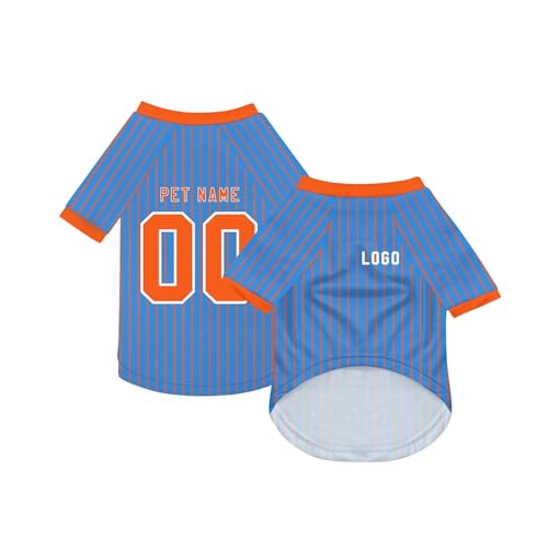Personalisiert Haustier-T-Shirt Benutzerdefinierte Haustiere Fußball Trikot mit Name/Nummer/Logo Sommer Basic Weste für Katzen Hund Atmungsaktives Basketball Hundehemd Sommerkleidung,Blue Personalisiert Haustier-T-Shirt Benutzerdefinierte Haustiere Fußball Trikot mit Name/Nummer/Logo Sommer Basic Weste für Katzen Hund Atmungsaktives Basketball Hundehemd Sommerkleidung,Blue von Topassion