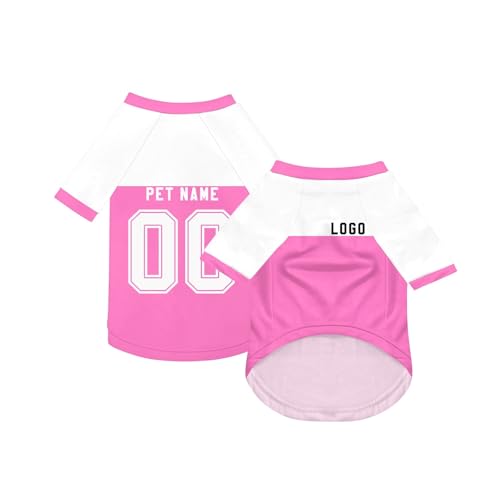 Personalisiert Haustier-T-Shirt Benutzerdefinierte Haustiere Fußball Trikot mit Name/Nummer/Logo Sommer Basic Weste für Katzen Hund Atmungsaktives Basketball Hundehemd Sommerkleidung,Pink Personalisiert Haustier-T-Shirt Benutzerdefinierte Haustiere Fußball Trikot mit Name/Nummer/Logo Sommer Basic Weste für Katzen Hund Atmungsaktives Basketball Hundehemd Sommerkleidung,Pink von Topassion