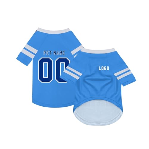 Personalisiert Haustiere Fußball Trikot mit Name/Nummer/Logo Benutzerdefinierte Haustier-T-Shirt für Katzen Hund Sommer Basic Weste Atmungsaktives Basketball Hundehemd Sommerkleidung,Blue Personalisiert Haustiere Fußball Trikot mit Name/Nummer/Logo Benutzerdefinierte Haustier-T-Shirt für Katzen Hund Sommer Basic Weste Atmungsaktives Basketball Hundehemd Sommerkleidung,Blue von Topassion