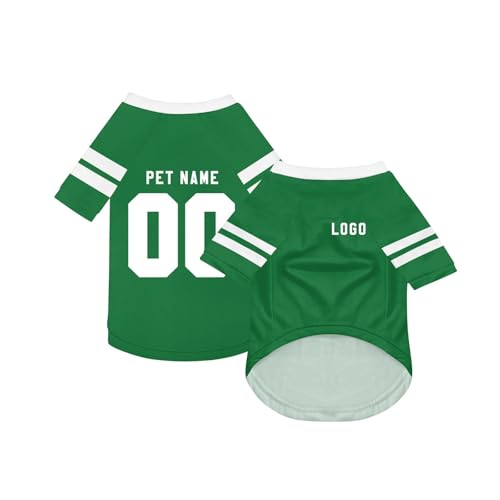Personalisiert Haustiere Fußball Trikot mit Name/Nummer/Logo Benutzerdefinierte Haustier-T-Shirt für Katzen Hund Sommer Basic Weste Atmungsaktives Basketball Hundehemd Sommerkleidung,Dark Green Personalisiert Haustiere Fußball Trikot mit Name/Nummer/Logo Benutzerdefinierte Haustier-T-Shirt für Katzen Hund Sommer Basic Weste Atmungsaktives Basketball Hundehemd Sommerkleidung,Dark Green von Topassion