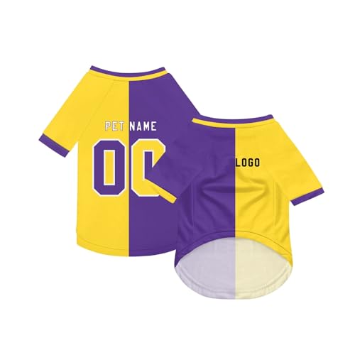 Personalisiert Haustiere Fußball Trikot mit Name/Nummer/Logo Benutzerdefinierte Haustier-T-Shirt für Katzen Hund Sommer Basic Weste Atmungsaktives Basketball Hundehemd Sommerkleidung,Dark Purple Personalisiert Haustiere Fußball Trikot mit Name/Nummer/Logo Benutzerdefinierte Haustier-T-Shirt für Katzen Hund Sommer Basic Weste Atmungsaktives Basketball Hundehemd Sommerkleidung,Dark Purple von Topassion