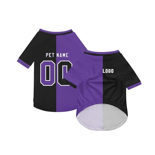 Personalisiert Haustiere Fußball Trikot mit Name/Nummer/Logo Benutzerdefinierte Haustier-T-Shirt für Katzen Hund Sommer Basic Weste Atmungsaktives Basketball Hundehemd Sommerkleidung,Dark Purple Personalisiert Haustiere Fußball Trikot mit Name/Nummer/Logo Benutzerdefinierte Haustier-T-Shirt für Katzen Hund Sommer Basic Weste Atmungsaktives Basketball Hundehemd Sommerkleidung,Dark Purple von Topassion
