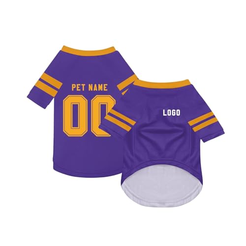 Personalisiert Haustiere Fußball Trikot mit Name/Nummer/Logo Benutzerdefinierte Haustier-T-Shirt für Katzen Hund Sommer Basic Weste Atmungsaktives Basketball Hundehemd Sommerkleidung,Dark Purple Personalisiert Haustiere Fußball Trikot mit Name/Nummer/Logo Benutzerdefinierte Haustier-T-Shirt für Katzen Hund Sommer Basic Weste Atmungsaktives Basketball Hundehemd Sommerkleidung,Dark Purple von Topassion