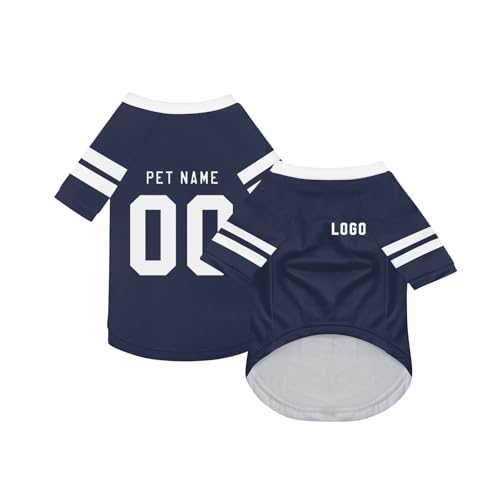 Personalisiert Haustiere Fußball Trikot mit Name/Nummer/Logo Benutzerdefinierte Haustier-T-Shirt für Katzen Hund Sommer Basic Weste Atmungsaktives Basketball Hundehemd Sommerkleidung,Navy Personalisiert Haustiere Fußball Trikot mit Name/Nummer/Logo Benutzerdefinierte Haustier-T-Shirt für Katzen Hund Sommer Basic Weste Atmungsaktives Basketball Hundehemd Sommerkleidung,Navy von Topassion