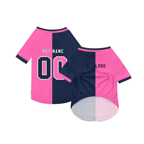Personalisiert Haustiere Fußball Trikot mit Name/Nummer/Logo Benutzerdefinierte Haustier-T-Shirt für Katzen Hund Sommer Basic Weste Atmungsaktives Basketball Hundehemd Sommerkleidung,Pink Personalisiert Haustiere Fußball Trikot mit Name/Nummer/Logo Benutzerdefinierte Haustier-T-Shirt für Katzen Hund Sommer Basic Weste Atmungsaktives Basketball Hundehemd Sommerkleidung,Pink von Topassion