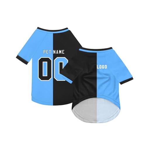 Personalisiert Haustiere Fußball Trikot mit Name/Nummer/Logo Benutzerdefinierte Haustier-T-Shirt für Katzen Hund Sommer Basic Weste Atmungsaktives Basketball Hundehemd Sommerkleidung,Sky Blue Personalisiert Haustiere Fußball Trikot mit Name/Nummer/Logo Benutzerdefinierte Haustier-T-Shirt für Katzen Hund Sommer Basic Weste Atmungsaktives Basketball Hundehemd Sommerkleidung,Sky Blue von Topassion