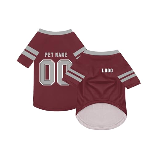 Personalisiert Haustiere Fußball Trikot mit Name/Nummer/Logo Benutzerdefinierte Haustier-T-Shirt für Katzen Hund Sommer Basic Weste Atmungsaktives Basketball Hundehemd Sommerkleidung,Wine Personalisiert Haustiere Fußball Trikot mit Name/Nummer/Logo Benutzerdefinierte Haustier-T-Shirt für Katzen Hund Sommer Basic Weste Atmungsaktives Basketball Hundehemd Sommerkleidung,Wine von Topassion
