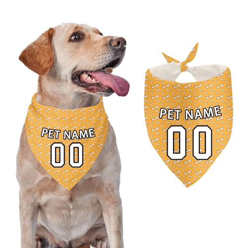 Personalisierte Hunde Halstuch Individueller Namen Number Hundehalstuch Personalisierbar Haustierschal Bandana mit Verstellbarer Schnalle Hundehalstücher Accessoire für Hunde und Katzen Hundehandtuch von Topassion