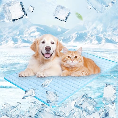 Topbashgo Kühlmatte Hund, 2025 New kühlmatte für Hunde, Hundekühlmatte für Hund & Katze Selbstkühlende Matte für Haustiere Summer Pet Ice Pad Abrieb- und Bissfest Natürliche Kühlung (Blau, L) Topbashgo Kühlmatte Hund, 2025 New kühlmatte für Hunde, Hundekühlmatte für Hund & Katze Selbstkühlende Matte für Haustiere Summer Pet Ice Pad Abrieb- und Bissfest Natürliche Kühlung (Blau, L) von Topbashgo