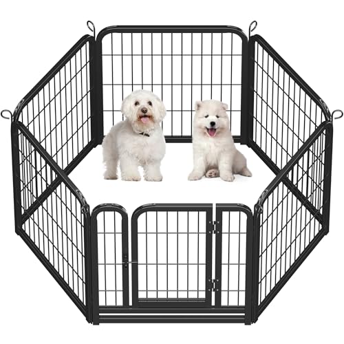 Topeakmart Haustiergehege für Hunde, 61 cm Höhe x 81,3 cm Breite, robust, faltbar, Metall, tragbar, für Welpen, Barriere, Katze, Huhn, Kaninchenzaun mit Tür, für drinnen und draußen, Schwarz Topeakmart Haustiergehege für Hunde, 61 cm Höhe x 81,3 cm Breite, robust, faltbar, Metall, tragbar, für Welpen, Barriere, Katze, Huhn, Kaninchenzaun mit Tür, für drinnen und draußen, Schwarz von Topeakmart