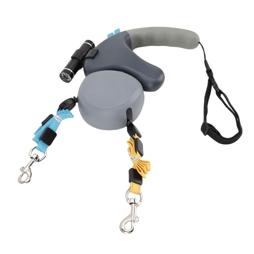 Topiky Einziehbarer Hundeleine mit Poop -Beutelhalter und LED (Gray) von Topiky