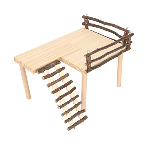 Topiky Hamster Spielplatzplattform aus Holz, Hamster Kletterspielzeug, Natürliches Hamster Klettersystem, Kletterleiter Plattform, 2 lagig Zum Essen, Spielen, Ausruhen von Topiky