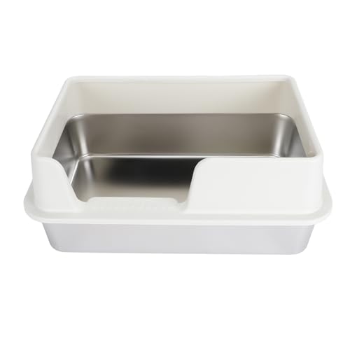 Katzentoilette aus Edelstahl, Katzentoilette mit Hoher Seitenwand für Kleine und Mittelgroße Katzen, Leicht zu Reinigende Mittelgroße Bis Große Haustiertoilette, Oben Offene Katzentoilette aus Edelstahl, Katzentoilette mit Hoher Seitenwand für Kleine und Mittelgroße Katzen, Leicht zu Reinigende Mittelgroße Bis Große Haustiertoilette, Oben Offene von Topiky