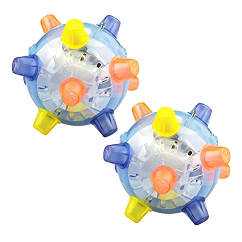 Topiky Aktivierungsball Zum Springen von Haustieren, Kreativer Blinkender Tanzball mit Buntem LED Licht und Musik, Kauspielzeug für Welpen, Geeignet für Drinnen und Draußen (Blau) von Topiky