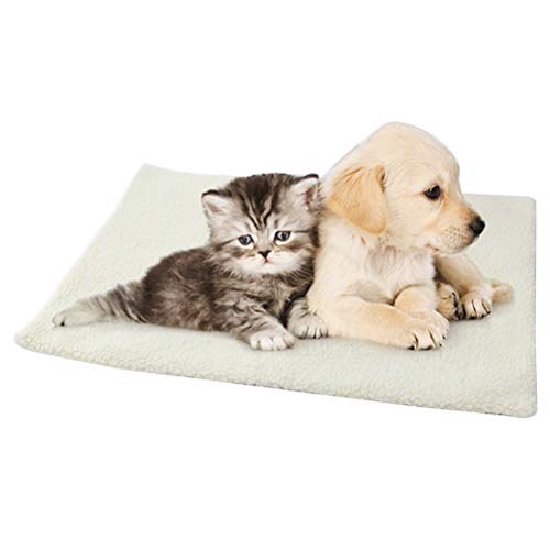 Topiky Selbstheizende Haustierdecke, Warme, Gemütliche Bettmatte für Katzen und Hunde mit Reflektierender Wärmeschicht, Maschinenwaschbar (White) von Topiky