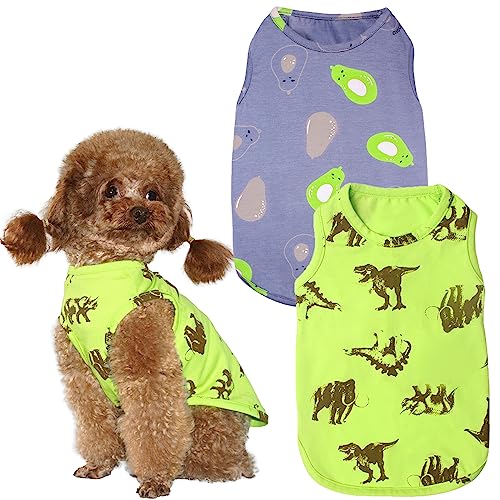 Topkins 2er-Pack Baumwoll-Hunde-Shirt, schnell trocknend, Sommer-Hundekleidung für kleine Hunde, Jungen, Mädchen, leichte Kühlweste, Welpen-Tank-Top, Haustier-Katzen-Outfit, Grün, Lila, Größe XS Topkins 2er-Pack Baumwoll-Hunde-Shirt, schnell trocknend, Sommer-Hundekleidung für kleine Hunde, Jungen, Mädchen, leichte Kühlweste, Welpen-Tank-Top, Haustier-Katzen-Outfit, Grün, Lila, Größe XS von Topkins