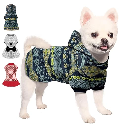 Topkins Hunde-Pulloverkleid, 3-teiliges Hundekleid mit Loch für die Leine, weiches, warmes Hunde-Winterkleid für kleine und mittelgroße Hunde (Marineblau, Grau, Rot, 3er-Pack, XL) von Topkins