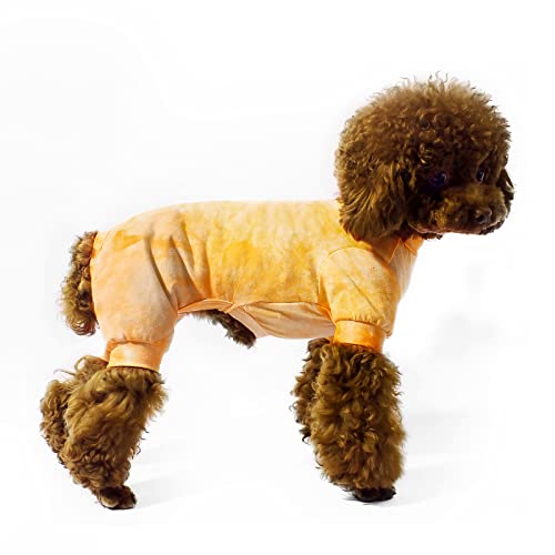 Topkins Hunde-Pyjama, Welpen-Pyjama für kleine mittelgroße Hunde, Atmungsaktive Stretch-Hunde-Einteiler, weiche Baumwoll-Haustier-Overall für den täglichen Innen- und Außenbereich (Gelb, XL) von Topkins