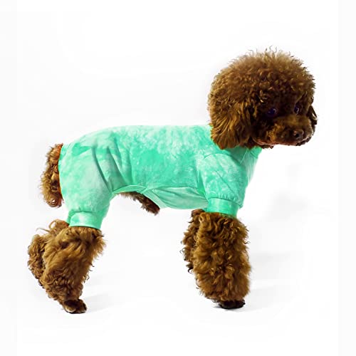 Topkins Hunde-Pyjama, atmungsaktiver Hunde-Einteiler für kleine, mittelgroße Hunde, weiche Baumwolle, dehnbar, Hunde-Outfits, Haustier-Overall für den täglichen Gebrauch drinnen und draußen (grün, XL) von Topkins