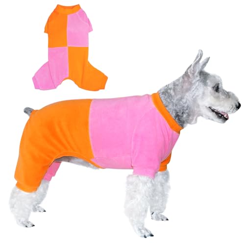 Topkins Hunde-Pyjama, warmer Haustier-Pyjama, modischer Hunde-Pyjama, rosa / orangefarbener Spleiß-Pyjama, für kleine und mittelgroße Hunde, XL von Topkins