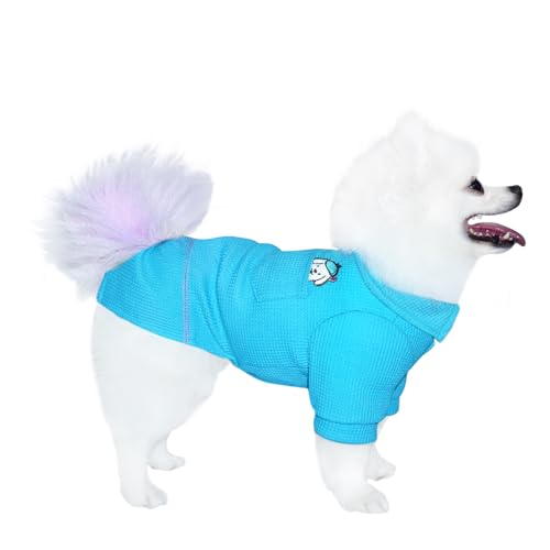 Topkins Hunde-Shirt, Hunde-T-Shirt mit Polokragen für kleine mittelgroße Hunde, Onesies, Haustierkleidung für alle Jahreszeiten (Brillantblau, L) von Topkins