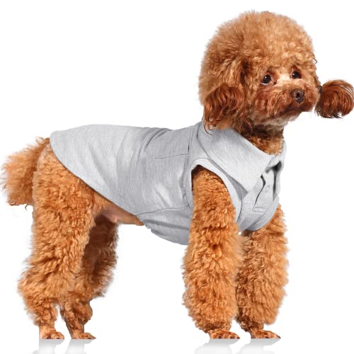 Topkins Hunde-Shirt, schönes Hunde-T-Shirt für kleine, mittelgroße Hunde, Jungen, blanko Hunde-Poloshirts, Pullover, Hunde-Tank-Top, Haustierkleidung für Frühling, drinnen und draußen (Grau, XS) von Topkins