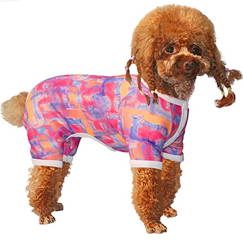 Topkins Hundebekleidung aus weichem Fleece für Haustiere, Winter-Pyjama mit Knopf für Hunde und Katzen, Baumwolle, leicht, Einteiler, Rot. von Topkins