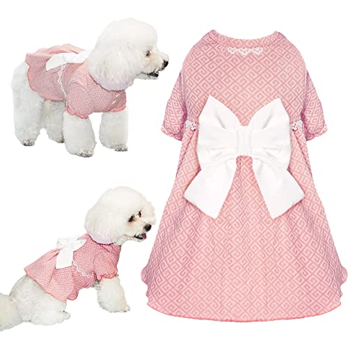 Topkins Hundekleid, Hund Prinzessin Kleid Rosa, Weich Hund Sommerkleid, Atmungsaktiv Hund Geburtstagskleid für Kleine Mittlere Hunde Mädchen (Rosa, L) von Topkins