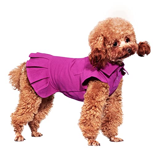 Topkins Hundekleid, Niedliches Welpenkleid für kleine mittelgroße Hunde Mädchen, Hunde-Polo-Shirts Kleid mit plissiertem Saum, Herbst (Lila, L) von Topkins