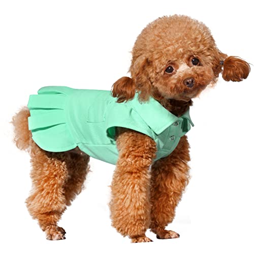 Topkins Hundekleid, Niedliches Welpenkleid für kleine mittelgroße Hunde Mädchen, Hunde-Polo-Shirts Kleid mit plissiertem Saum, Herbst (Mintgrün, M) von Topkins