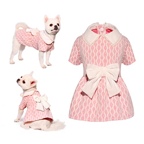 Topkins Hundekleid Valentinstag Hundepullover Kleid Weiches Hundekleid Niedliche Haustierkleidung Outfit für kleine, mittelgroße Hunde Mädchen (Rosa, L) von Topkins