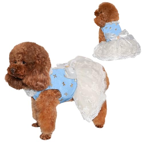 Topkins Hundekleider, Prinzessinnenkleid für kleine und mittelgroße Hunde und Mädchen, eleganter Rock mit gestickten Blumen, Hunde-Custome Katzen-Outfit, Größe M von Topkins