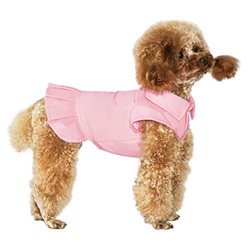 Topkins Hundekleider, Welpen Polo Kleider für Kleine Hunde Mädchen, Hund Sommerkleid Kostüm mit Plissee Saum Geeignet für Frühling Sommer Herbst (Rosa) von Topkins