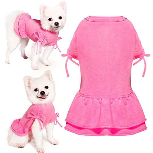 Topkins Rüschen-Hundekleid, Hunde-Geburtstagskleider, Hundepartykleid, Hunde-Urlaubskleid, niedliche Hundekleidung für kleine, mittelgroße Hunde, Mädchen (Rosa, M) von Topkins
