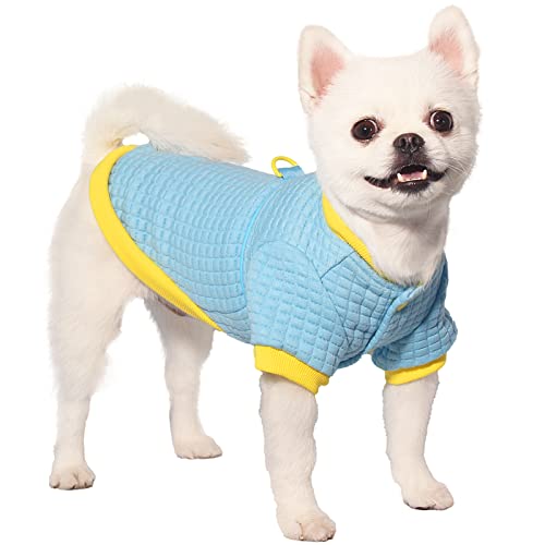 Topkins Wintermantel für Hunde, gesteppt, mit D-Ring-Leine und reflektierenden Streifen auf der Rückseite, Haustierkleidung für kleine mittelgroße Hunde, Blau, XL von Topkins