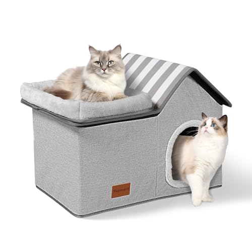 Topmart Katzenhaus mit Bett – Große Höhle für den Innenbereich, 2-in-1 Haustierbett für Kätzchen und kleine Katzen, Grau Topmart Katzenhaus mit Bett – Große Höhle für den Innenbereich, 2-in-1 Haustierbett für Kätzchen und kleine Katzen, Grau von Topmart