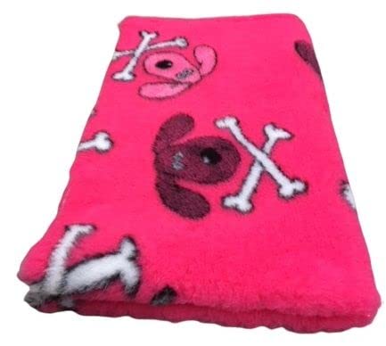 Veterinary Bed - Crossbones Fuchsia - 150 x 100 cm Hundedecke Tierteppich Welpe Hundezüchter UK Made waschbar von Topmast