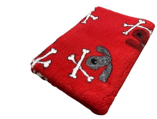 Veterinary Bed - Crossbones Red - 150 x 100 cm Hundedecke Tierteppich Welpenzucht UK Made waschbar von Topmast