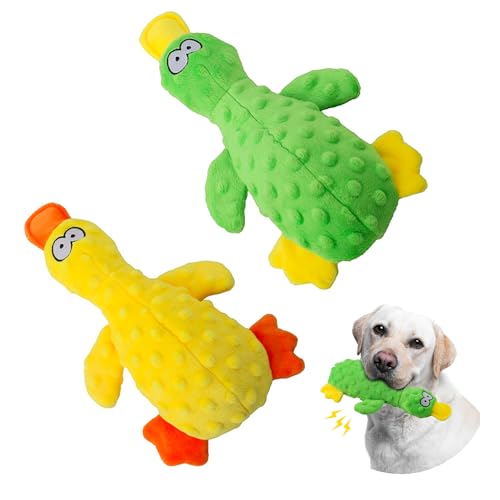 Topnique Quietschspielzeug Ente für Hunde, 2 Packungen, langlebiges Plüschspielzeug für große Hunde, interaktives Spielen, robust, weich und knisternd, ideal für kleine bis große Hunde (Grün & Gelb) Topnique Quietschspielzeug Ente für Hunde, 2 Packungen, langlebiges Plüschspielzeug für große Hunde, interaktives Spielen, robust, weich und knisternd, ideal für kleine bis große Hunde (Grün & Gelb) von Topnique