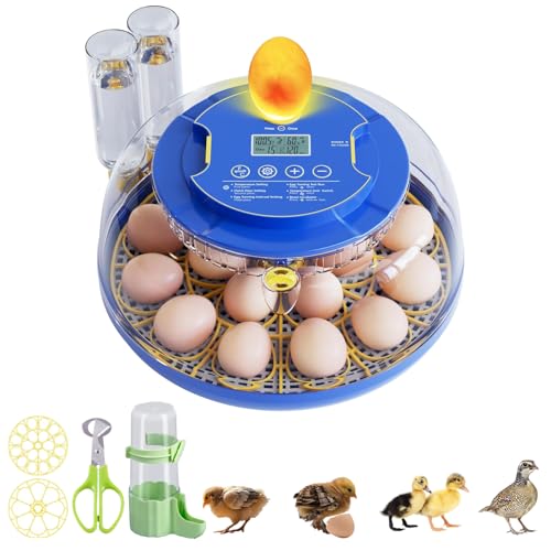 Brutkasten mit 18 Eiern, zum Schlüpfen, Huhn, Ente, Gans, Wachtel, Vogel mit Eierkerze, automatisches Drehen und Feuchtigkeitskontrolle, Geflügelbrutkästen für Zuhause, Bauernhof, Labor, Schule von Topoyoo