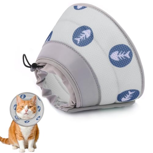 Katzenkegelhalsband, weich, um das Lecken nach Operationen zu stoppen, Katzen-Genesungshalsband für kleine und große Katzen, verstellbares elisabethanisches Halsband Katzenkegelhalsband, weich, um das Lecken nach Operationen zu stoppen, Katzen-Genesungshalsband für kleine und große Katzen, verstellbares elisabethanisches Halsband von Toptakeit